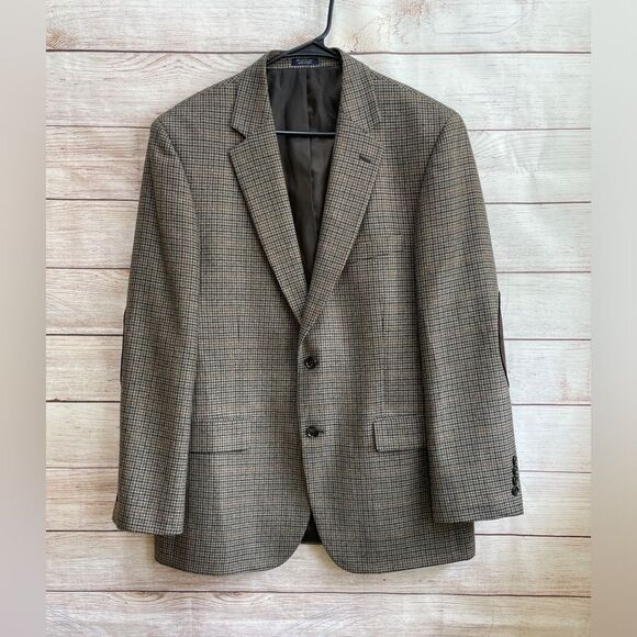 SADDLEBRED HOUNDSTOOTH WOOL‎ BLEND BLAZER - Picture 1 of 6